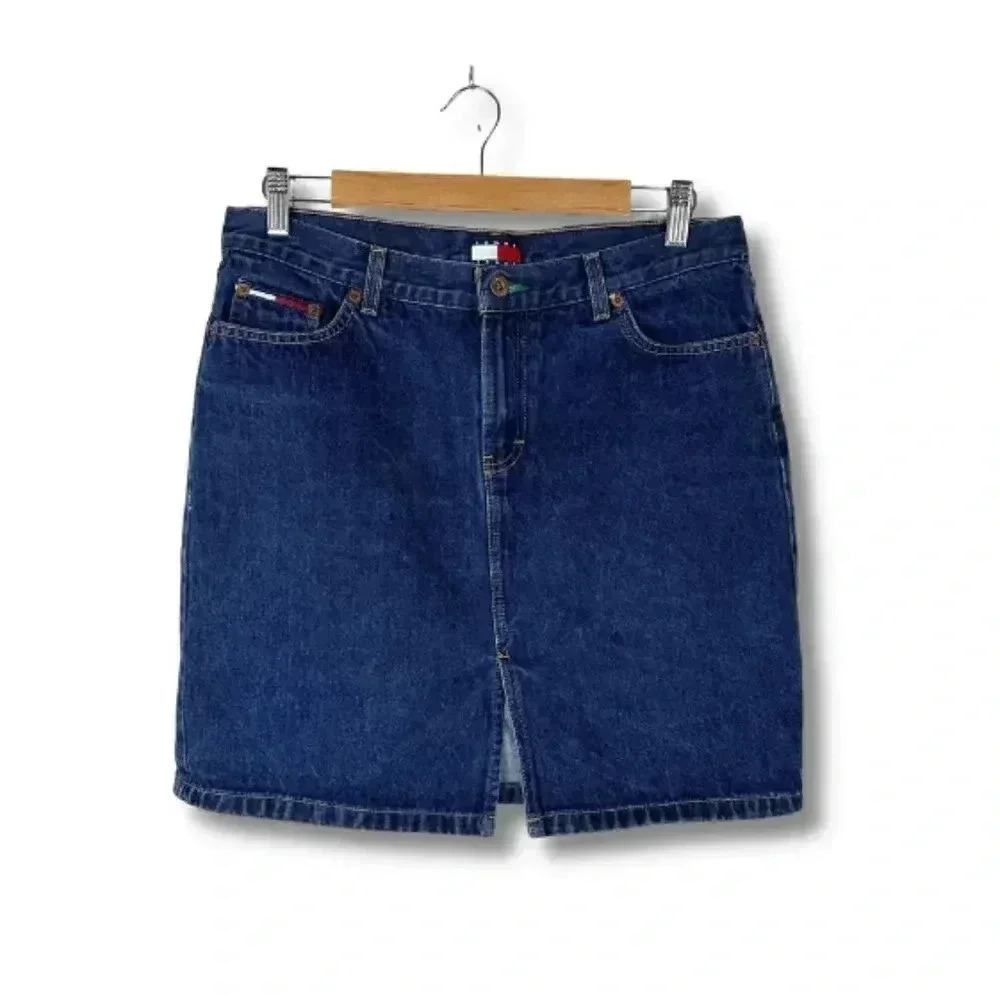 Tommy Hilfiger Vintage Y2K Denim Mini Skirt Dark Wash Size 11